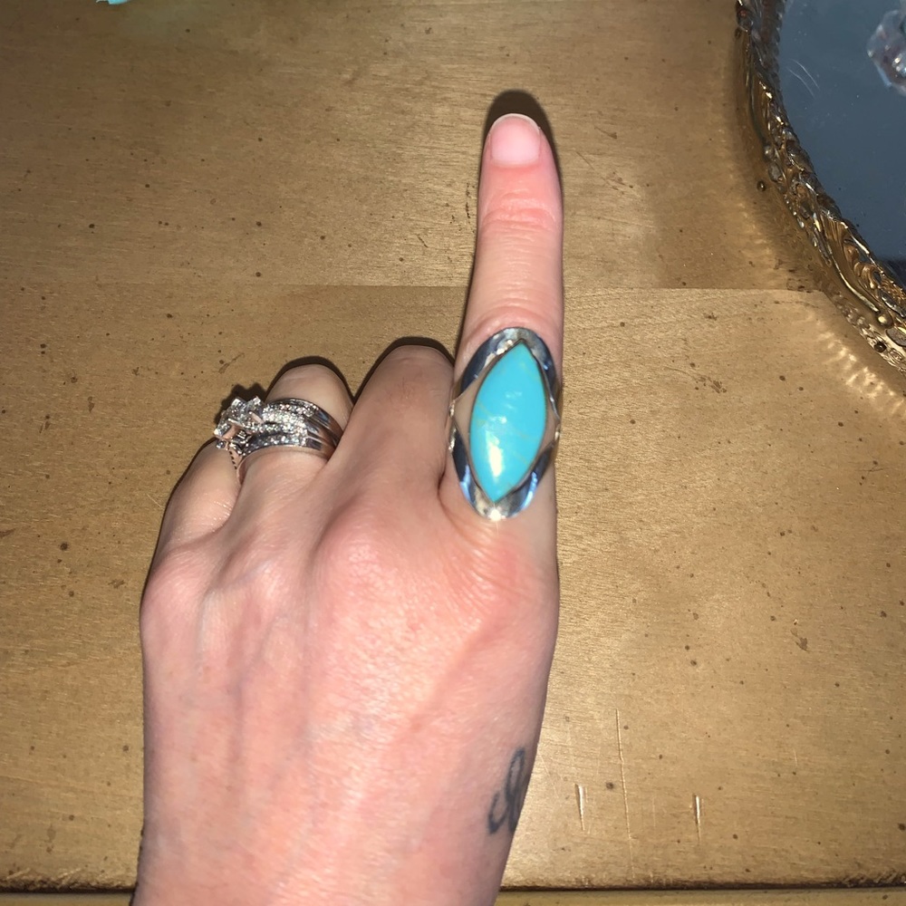 925 Turquoise from Mexico trip.  Adjustable ring.